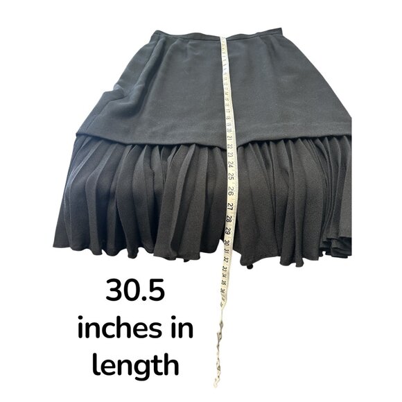 Jaeger Women’s Black Pleated Hem Midi Skirt Size 12 Made in Great Britain Wool B - Picture 6 of 6